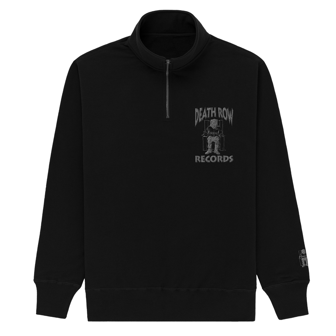 Death Row Embroidered Logo Black Quarter Zip - Death Row Records