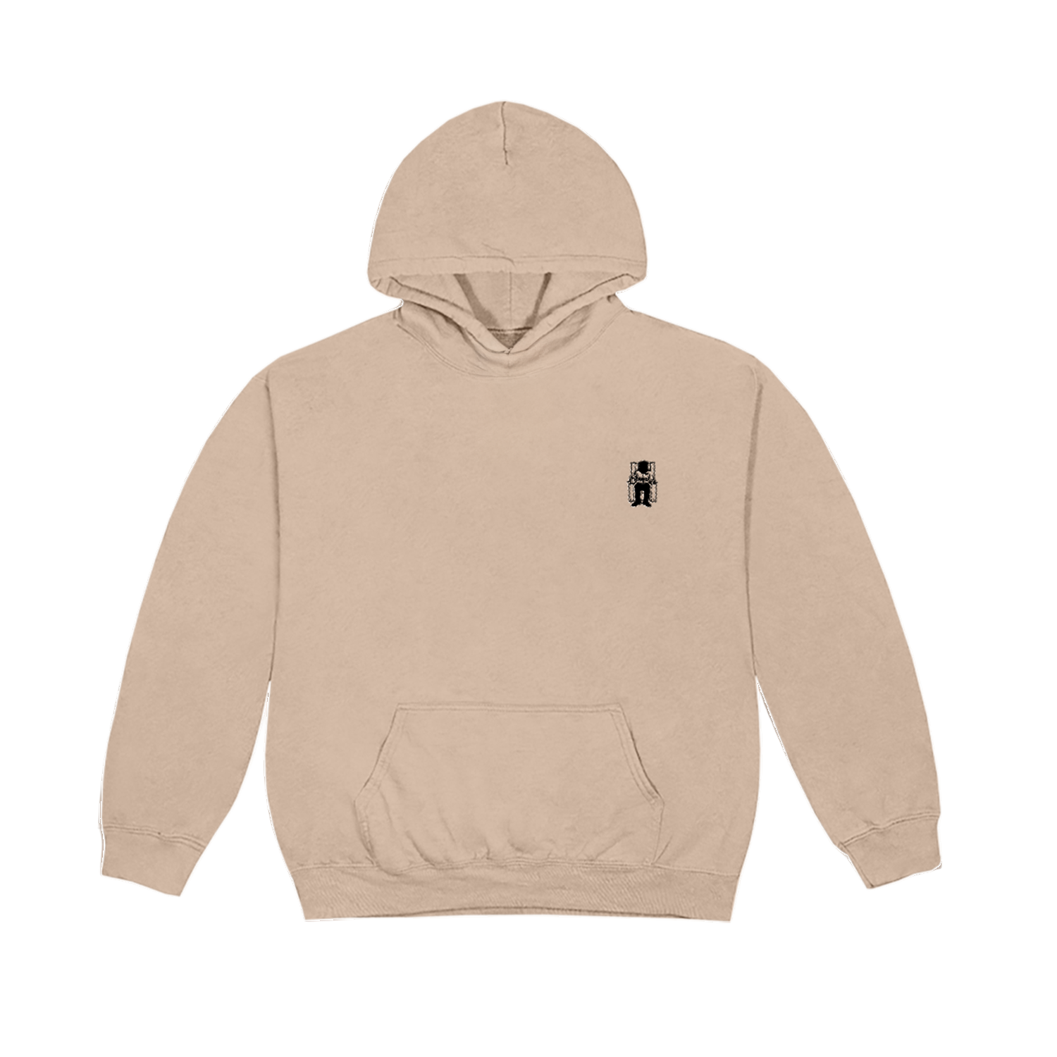 Death Row Embroidered Logo Cream Pullover Hoodie Front