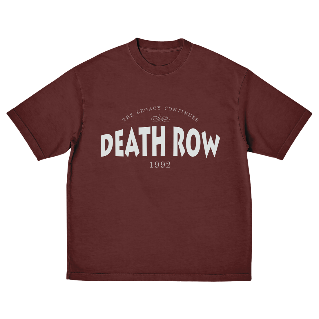 Death Row Burgundy Text Logo Tee Front